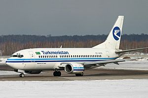 Archivo:Turkmenistan Boeing 737-300 Pichugin-2