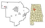 Walker County Alabama Incorporated and Unincorporated areas Kansas Highlighted.svg