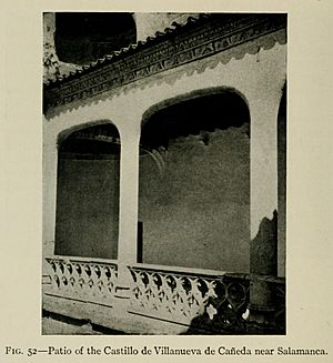 Archivo:1917, Spanish Architecture of the Sixteenth Century, Patio of the Castillo de Villanueva de Cañeda near Salamanca