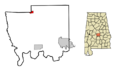 Autauga County Alabama Incorporated and Unincorporated areas Billingsley Highlighted