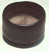 Black Raku tea bowl Amadera