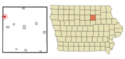 Butler County Iowa Incorporated and Unincorporated areas Aredale Highlighted.svg