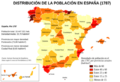Densidades de población en España (1787)