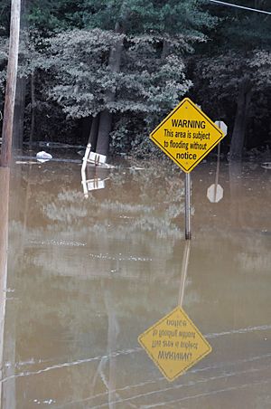 Archivo:FEMA - 42051 - Flood Warning Sign in Flooded Georgia Area