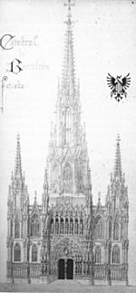 Archivo:Gaudí- Martorell- Catedral BCN (1887)