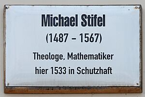 Archivo:Gedenktafel Schlossstr 14-15 (Wittenberg) Michael Stifel