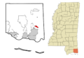 Jackson County Mississippi Incorporated and Unincorporated areas Helena Highlighted