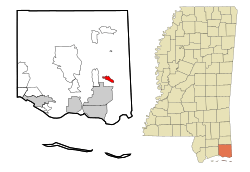 Jackson County Mississippi Incorporated and Unincorporated areas Helena Highlighted.svg