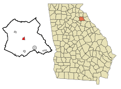 Madison County Georgia Incorporated and Unincorporated areas Danielsville Highlighted.svg
