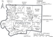 Archivo:Map of Forsyth County North Carolina With Municipal and Township Labels