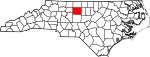 Mapa de Carolina del Norte con la ubicación del condado de Guilford
