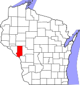 Map of Wisconsin highlighting Trempealeau County.svg