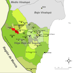 Localización de Redován en la Vega Baja