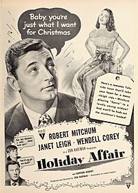 Archivo:Robert Mitchum and Janet Leigh in 'Holiday Affair', 1949