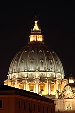 Rome - St.Peter's Basilica - Dome as seen from the Passetto at night 0988