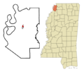 Tunica County Mississippi Incorporated and Unincorporated areas North Tunica Highlighted