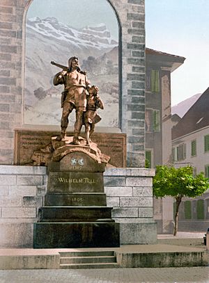 Archivo:Wilhelm Tell Denkmal Altdorf um 1900