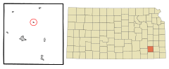 Wilson County Kansas Incorporated and Unincorporated areas Benedict Highlighted.svg