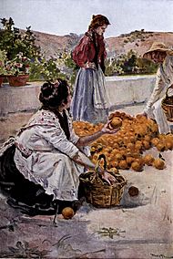 Archivo:1902-05-24, Blanco y Negro, Compradores de naranjas en Córdoba, Huertas (cropped)