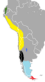 Distribution of culpeo's subspecies