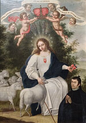 Archivo:Divina pastora con donante, óleo sobre lienzo de Manuel Samaniego