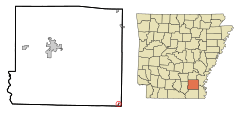 Drew County Arkansas Incorporated and Unincorporated areas Jerome Highlighted.svg