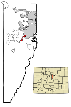 Jefferson County Colorado Incorporated and Unincorporated areas Morrison Highlighted.svg
