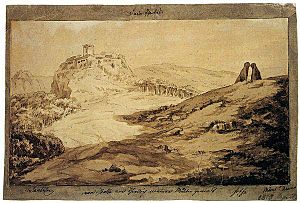 Archivo:Johann Wolfgang Goethe, Wartburg mit Mönch und Nonne, 14.12.1807