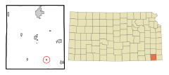 Labette County Kansas Incorporated and Unincorporated areas Bartlett Highlighted.svg