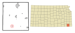 Labette County Kansas Incorporated and Unincorporated areas Edna Highlighted.svg