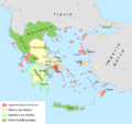 Map of Greece in 362 BCE - es