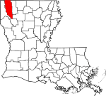 Mapa de Luisiana con la ubicación del Parish Bossier