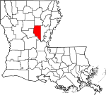 Mapa de Luisiana con la ubicación del Parish La Salle