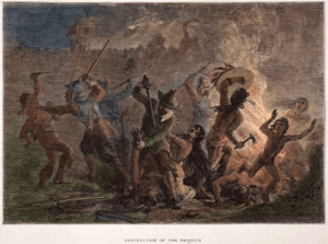 Archivo:Mystic Massacre 1637 Destruction Of The Pequots in Connecticut