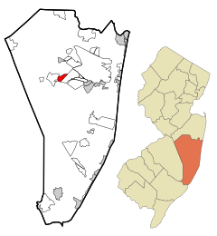 Ocean County New Jersey Incorporated and Unincorporated areas Pine Ridge at Crestwood Highlighted.svg