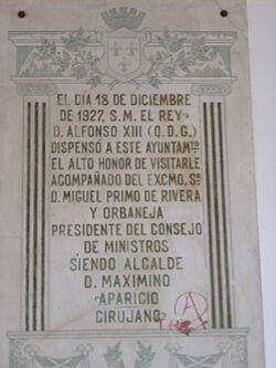 Archivo:Placa conmemorativa de la visita de Alfonso XIII a Jaraíz