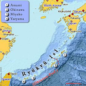 Localización de las islas Amami