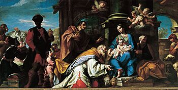 Archivo:Sante Prunati Adoración de los Reyes Magos Museo della Basilica Gandino