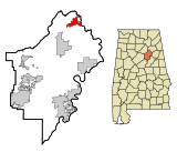 St. Clair County Alabama Incorporated and Unincorporated areas Steele Highlighted.svg