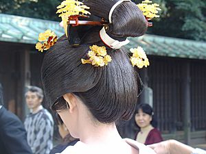 Peinado tradicional de una novia japonesa.