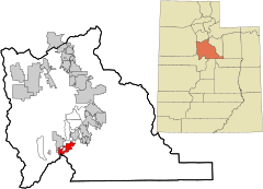 Utah County Utah incorporated and unincorporated areas Santaquin highlighted.svg