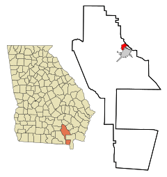 Ware County Georgia Incorporated and Unincorporated areas Deenwood Highlighted.svg