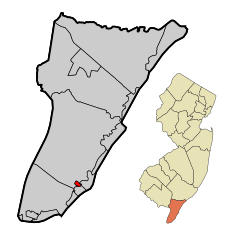 Cape May County New Jersey Incorporated and Unincorporated areas West Wildwood Highlighted.svg