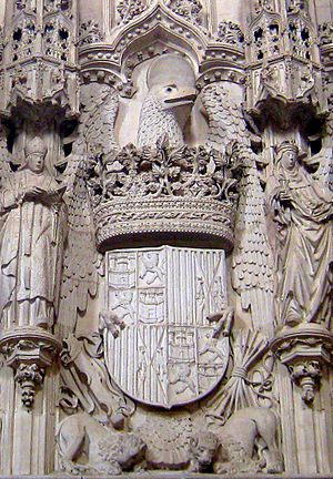 Archivo:Escudo de los Reyes Católicos en San Juan de los Reyes (Toledo, España)