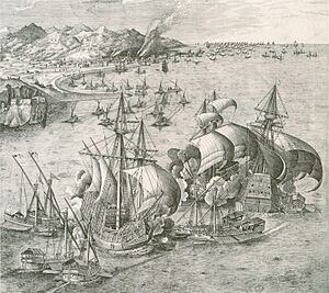 Archivo:Galleys and carracks in battle