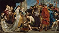 Archivo:Head of Cyrus Brought to Queen Tomyris, Peter Paul Rubens