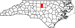 Mapa de Carolina del Norte con la ubicación del condado de Alamance
