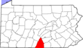 Map of Pennsylvania highlighting Franklin County
