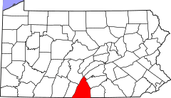 Map of Pennsylvania highlighting Franklin County.svg