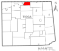 Map of Tioga County Pennsylvania Highlighting Nelson Township